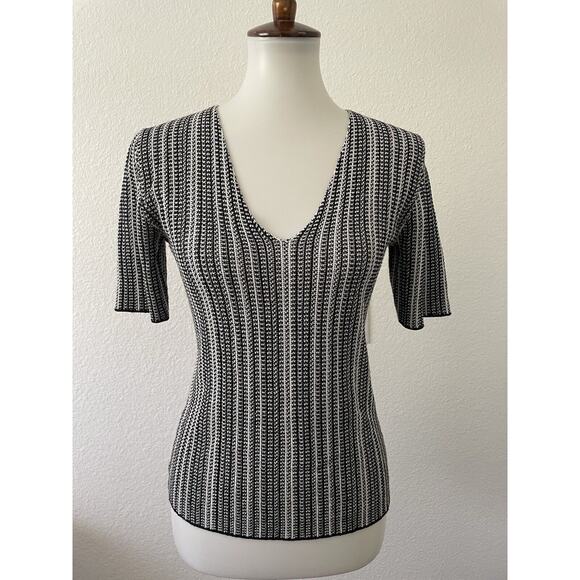 Theory Top Prosecco Ribbed V Neck Pullover Knit - Picture 1 of 11